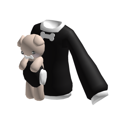 ꒰♡꒱ kawaii black sweater hugging brown dog