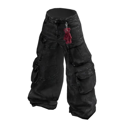 Y2K Baggy Cargo Jeans + Charm (Black Wash) | Roblox Item - Rolimon's
