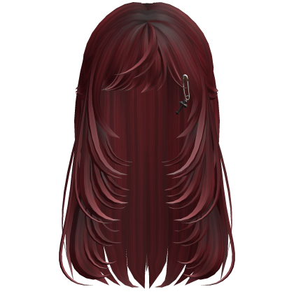 Long Layered Side Bang Hair - Red
