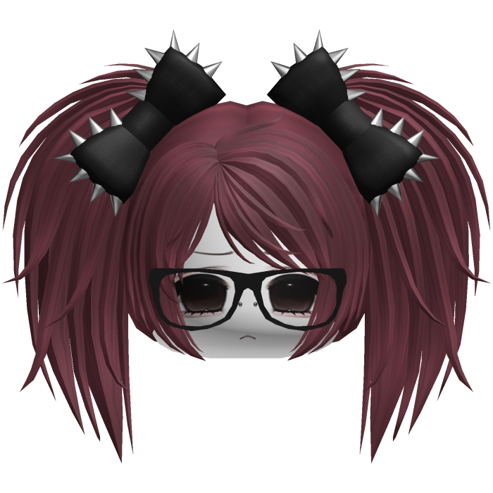 Gothic Moe Vkei Red Messy Pigtails /w Glasses