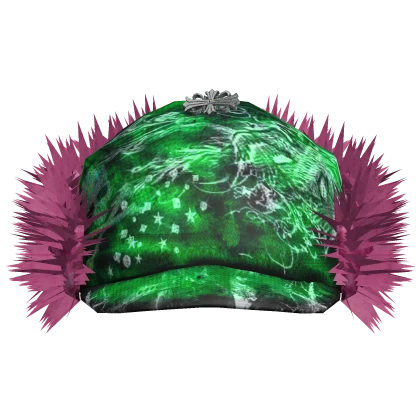 Grunge Green Pink Goth Yabujin Y2K Evade Fur Hat | Roblox Item