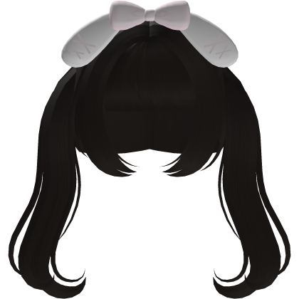 cute dark brown doll bunny bow pigtails Roblox item