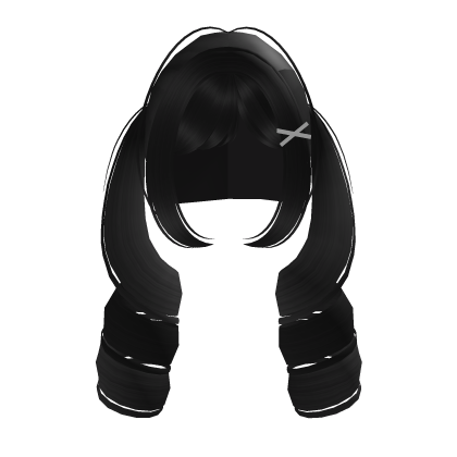 ♡꒰cute black pigtails with hair clips Roblox item