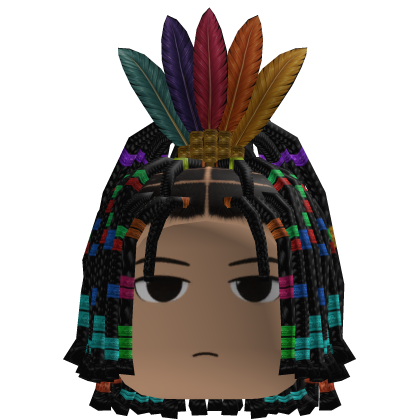 Braided Hair w/ Feather Headdress (Black)
