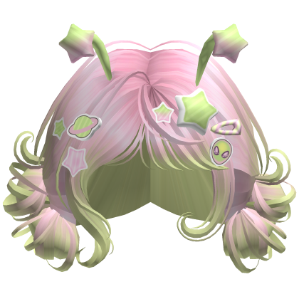 ♡ Alien Buns With Space Charms (Pink and Green)