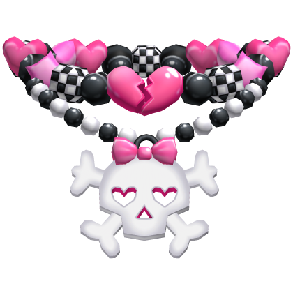 Cute Harajuku Cluttered Skull Necklace (Pink) Roblox item