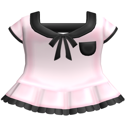 ♡ cute ruffled uniform dress in pink & black Roblox item