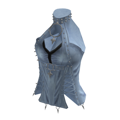 Goth Lace Up Skirt w/ Belt & Sash (Light Blue)