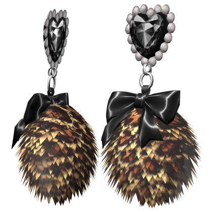 Cute Gyaru Fluffy Leopard Earrings Black