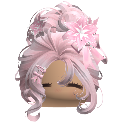 ♡ Christmas Flowery Bun Updo (Pink)