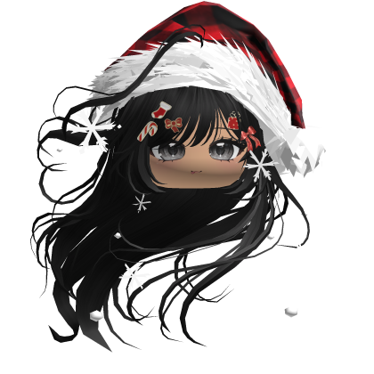 Windy Anime Hair w/Santa Hat (Black)