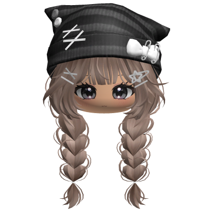 🍀Cute Girl Braided w/Cat Beanie(Milktea)