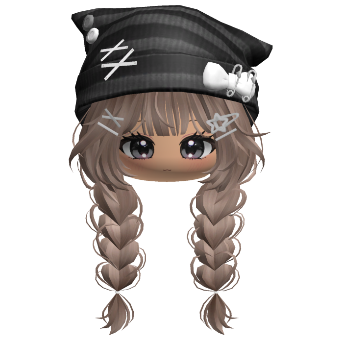 🍀Cute Girl Braided w/Cat Beanie(Milktea)