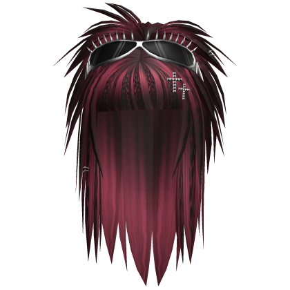 scene messy hair w spike goggles burgundy leopard Roblox item