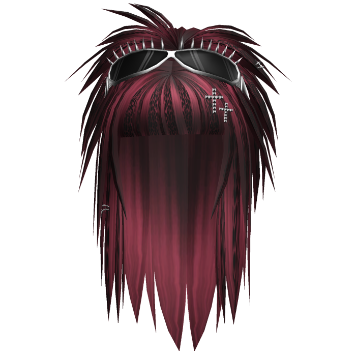 scene messy hair w spike goggles burgundy leopard