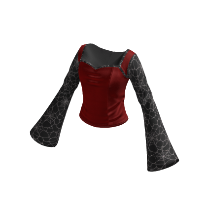 Goth Cropped Sweater w/ Bell Sleeves (Red)