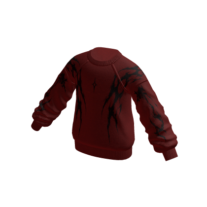 Grunge Scratch Print Sweater (Dark Red)