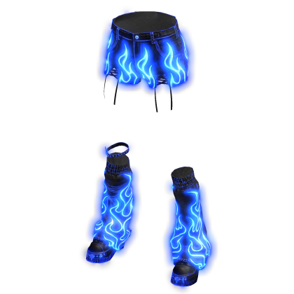 Glowing Emissive Fire Shorts Leg Warmers Dark Blue