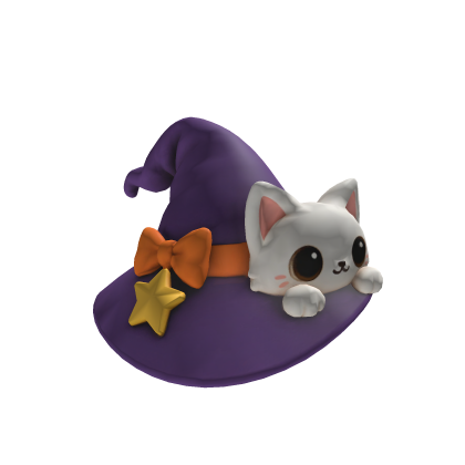 Halloween White Kitty Witch Hat