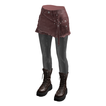 Asymmetric Mini Skirt with Studs (Pink)