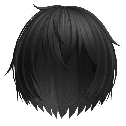 black layered fluffy moe anime boy hair emo Roblox item