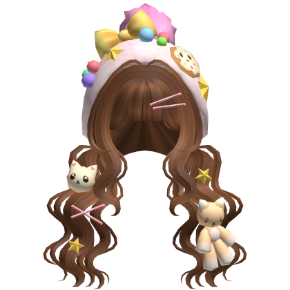 Kawaii Candy Kitty Curl Plush Pigtails in Caramel