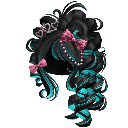 Pink Gyaru Curly Side Pony Black & Blue Roblox item