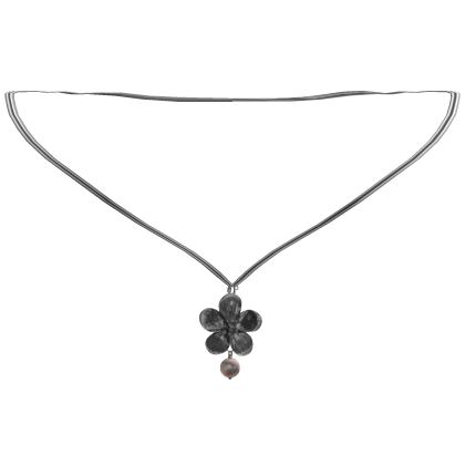 Silver Pearl Hibiscus Y2k Pendant Necklace 3.0