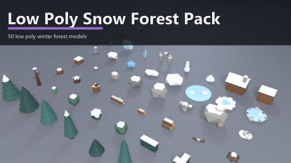 Low Poly Snow Forest Pack x50 Winter Pine Ice Rock preview 1