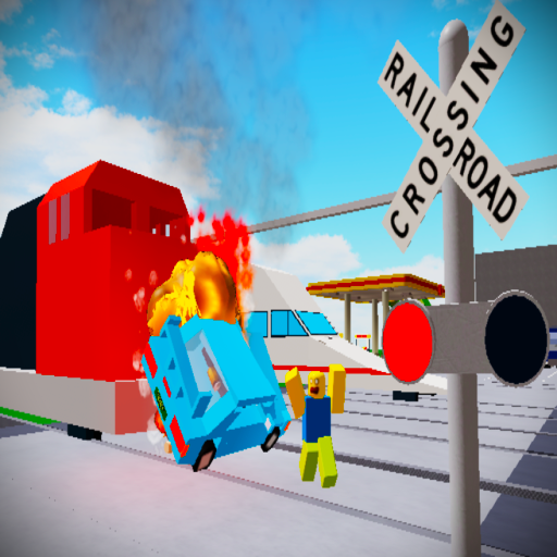Crash cars into trains! official Roblox game thumbnail