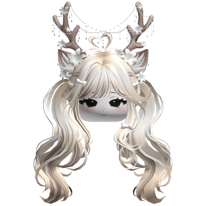 Ethereal Christmas Fairy Fawn Pigtails w/ Antlers