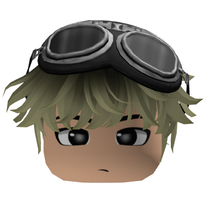Olive Blonde Messy Fluffy Hair w/ Y2K Goggles Roblox item