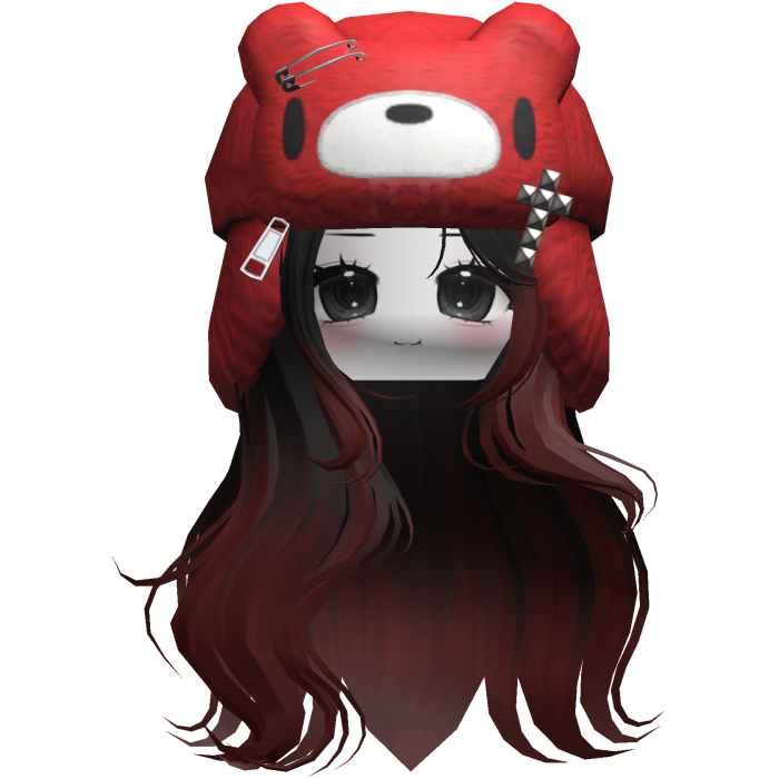 Fuzzy Bear Ushanka Flowy Long Hair (Black&Red)