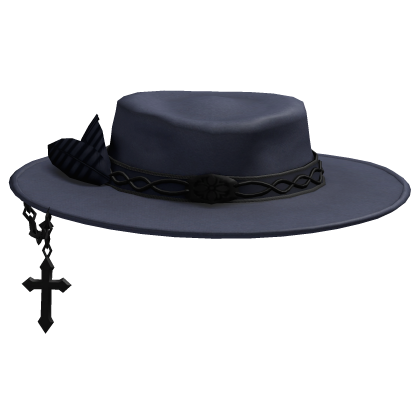 midnight wide brim hat w/ cross Roblox item