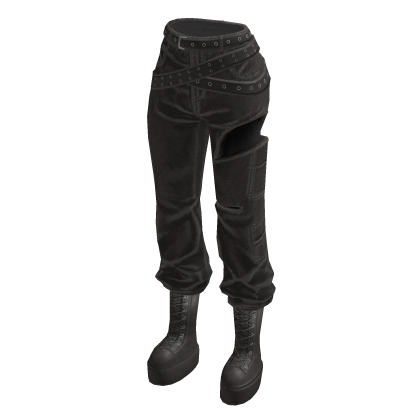 Textured Wrap Pants with Hip Cutout (Black)