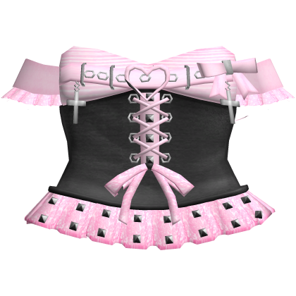 goth vamp emo studded pink black corset bow dress