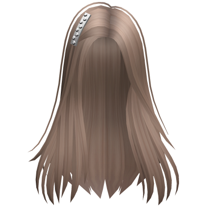 Straight Long Hairstyle with Hair Clip (Linen) Roblox item