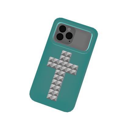 studded cross iphone 18 pro in cyan Roblox item