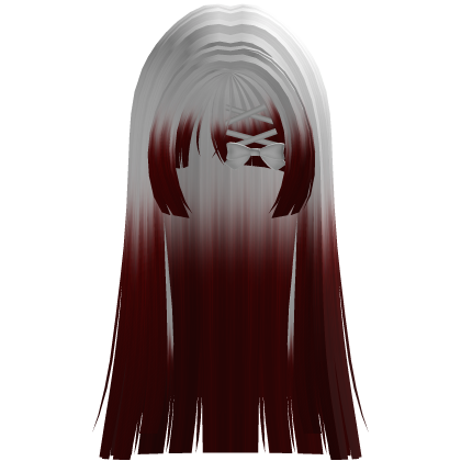 White to Red Vampire Goth Straight Hime Bow (っ˕ -｡ Roblox item