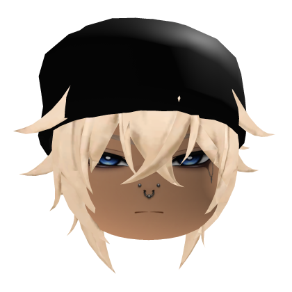 Y2K Blonde Emo Goth Anime Boy Hair w/ Black Beanie Roblox item