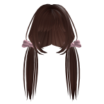 Brown Pigtails With Bows Y2K