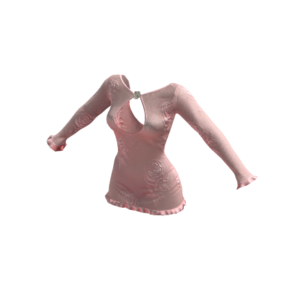 Lace Keyhole Minidress (Pink)