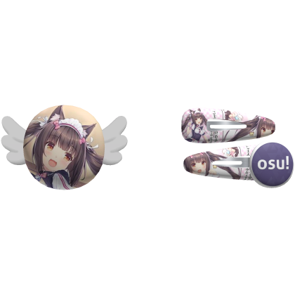neko chocola pins kawaii moe anime 2000s hairclips