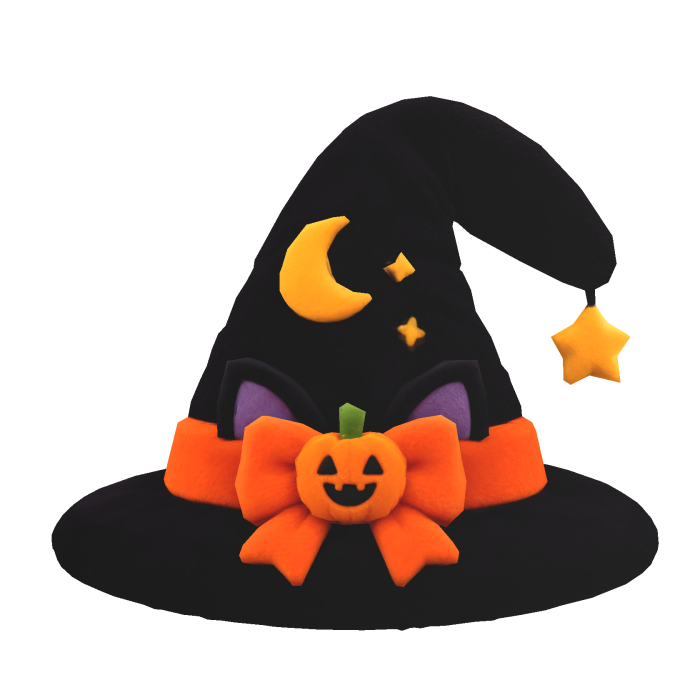 Plush Cat Witch Hat with Pumpkin Bow