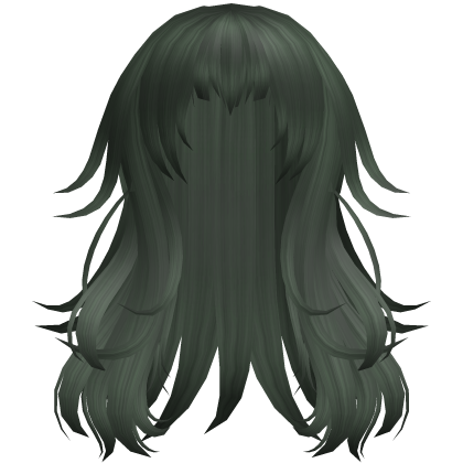 Anime Messy Long Hair w/ Spiky Ends (Dark Green)