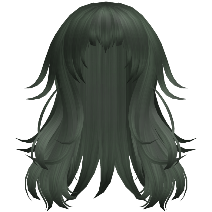 Anime Messy Long Hair w/ Spiky Ends (Dark Green)