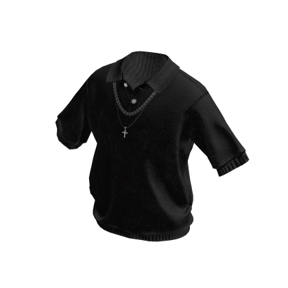 Buttoned Up Shirt W/ Chains (Black) thumbnail