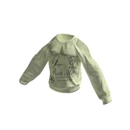 💜 Lettering Vintage Rock Graphic Sweater_Lime