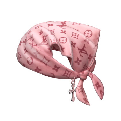 Tied LV Bandana Hat with Cross Chain