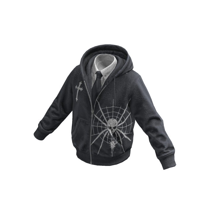 Slate Spiderweb Skull Hoodie w/ Tie
